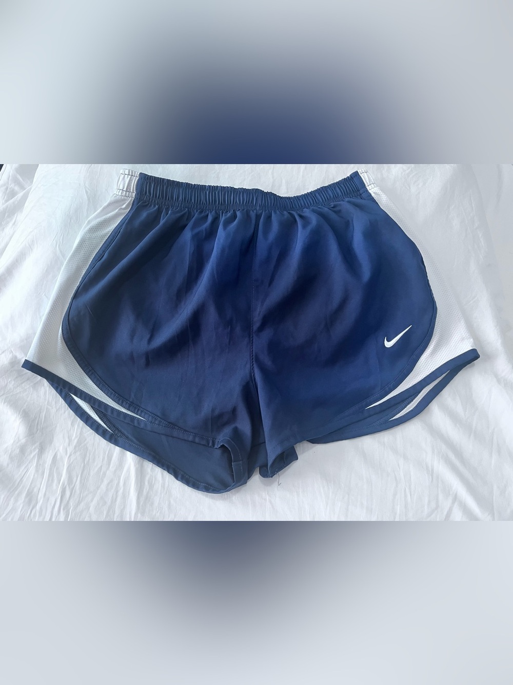 Nike Women's Navy and White Athletic Running Shorts